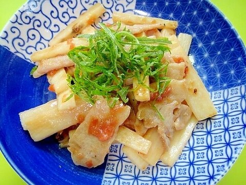 長芋と豚肉の梅醬油炒め